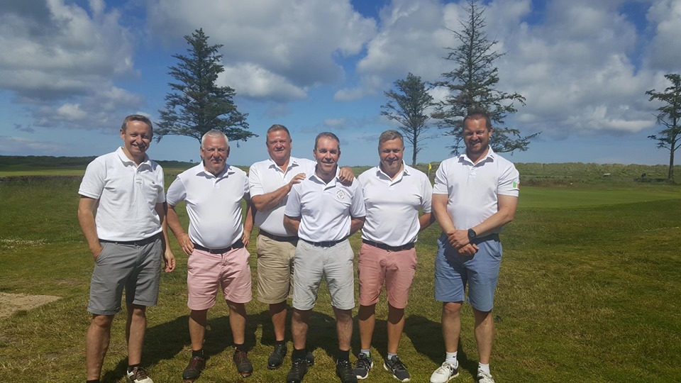 Newman and the Wrag Barn Golf Club guys